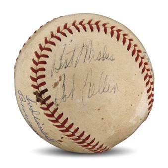 Bob Feller Game Used And  Autographed Ball from One-Hitter, 1947 (MEARS and JSA)